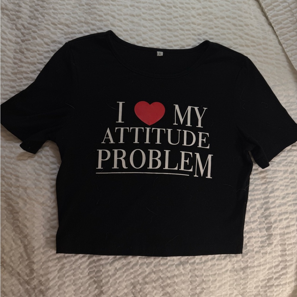 Black Graphic Crop Top
